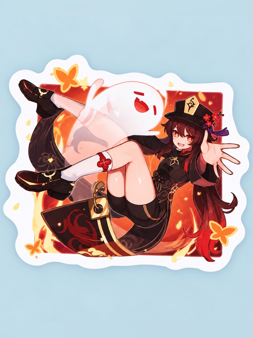 Hu Tao & Boo Ghost | Genshin Impact | Anime Vinyl Sticker | 5/$10
